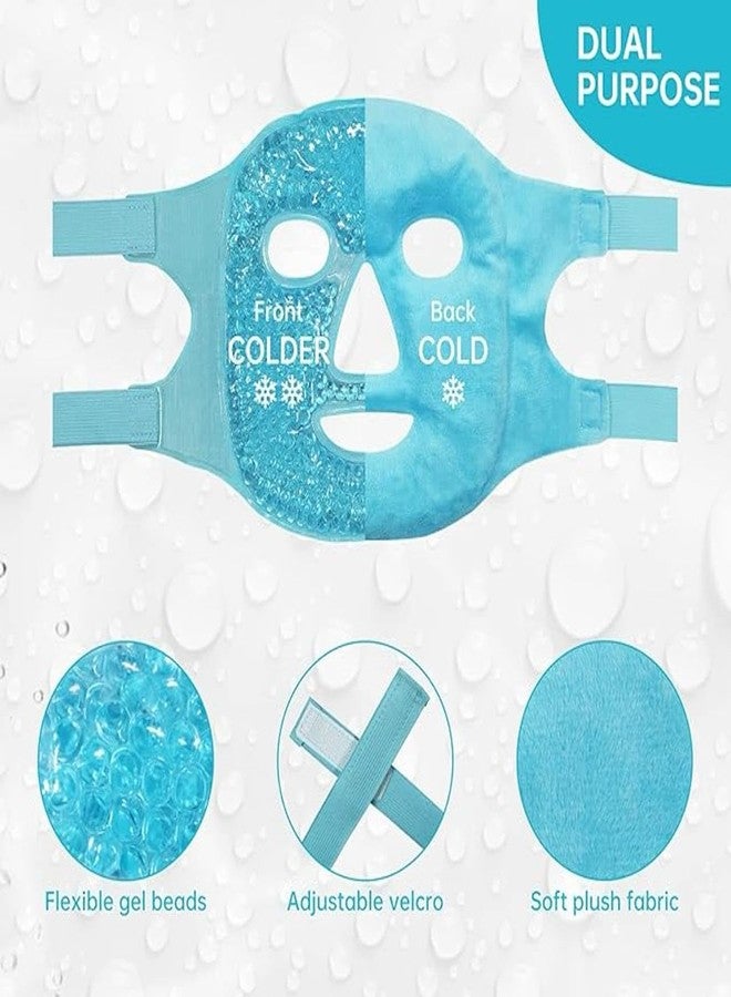 COVACURE Cold Face Eye Mask, Ice Pack Reduce Facial Puff, Dark Circles, Gel Beads Hot Heat Cold Compress Pack, Face Spa For Woman Sleeping, Headaches, Pressure, Skin Care, Post Laser Care (Blue) - Image 2