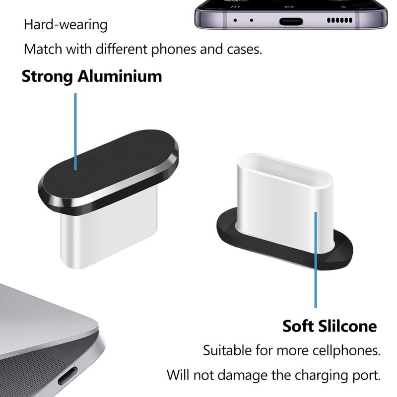 Limvory USB C Dust Plug, Type C Anti Dust Cover Protector Cap with Phone Speaker Cover Compatible with iPhone 17 16 15 Series, Samsung Galaxy S22/S21/S20, Note 20/10, All USB C Devices - Image 2