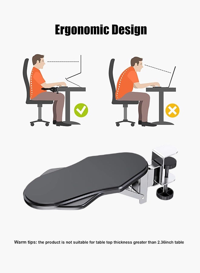 Sweet Life Computer Arm Rest for Desk, 180° Adjustable Rotating Desk Extender Tray, Ergonomic Desk Arm Wrist Rest Shelf for Home and Office - Image 3