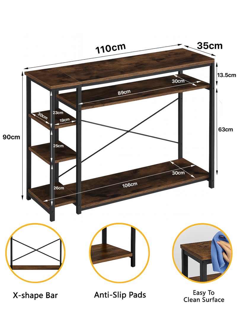 Apexll Modern Console Table with 4-Tier Storage Shelves, Waterproof MDF Top and Metal X-Frame – Entryway Table for Living Room, Hallway, Bedroom or Majlis - Image 4