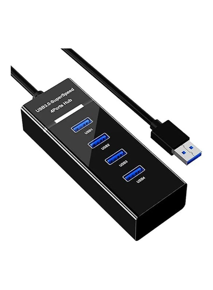 لنكوو موزع USB 3.0، موزع بيانات USB عالي السرعة بـ 4 منافذ مع مؤشر LED للاب توب والكمبيوتر المحمول والقرص الصلب والكيبورد والماوس والمزيد - اسود - Image 1
