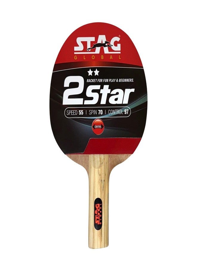 STAG Global 2 Star Table Tennis Racket | 148g Lightweight Paddle | Beginner-Friendly | High Control & Spin | Multi-Color Design - Image 1