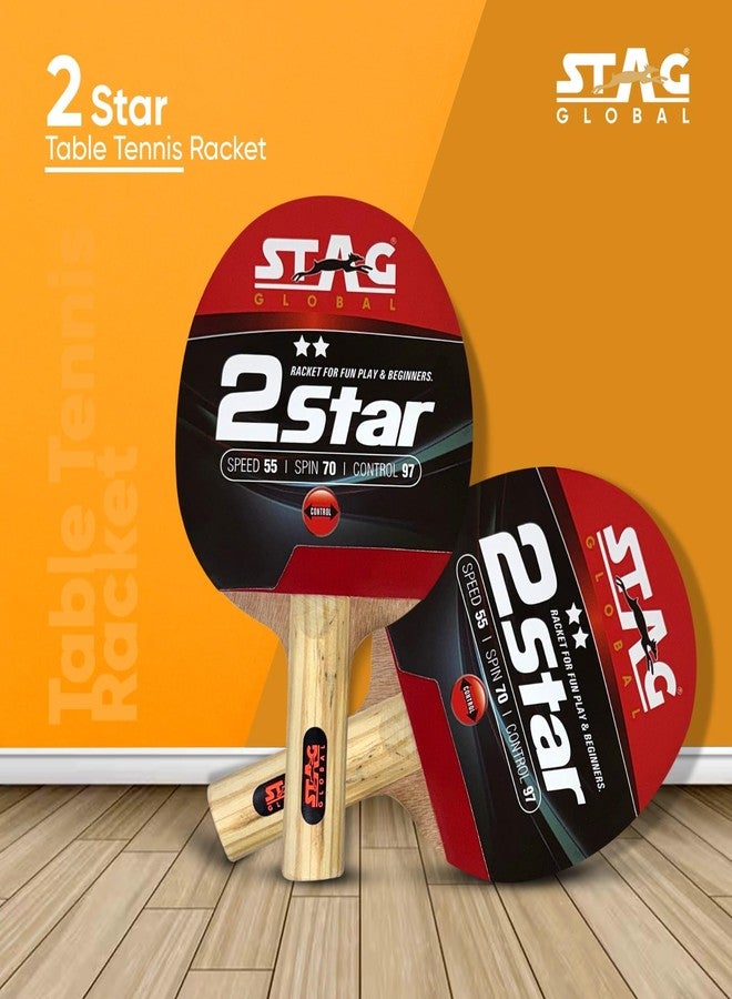 STAG Global 2 Star Table Tennis Racket | 148g Lightweight Paddle | Beginner-Friendly | High Control & Spin | Multi-Color Design - Image 4