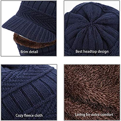 Krystle Unisex Acrylic, Knit, Fleece Cap (Pack of1 Beanie Hat, 1 Infinity Scarf) (Kry/Boy/Attch/Mon/Neck/wmer/Visr/Nblu_Navy Blue _Free Size) - Image 5