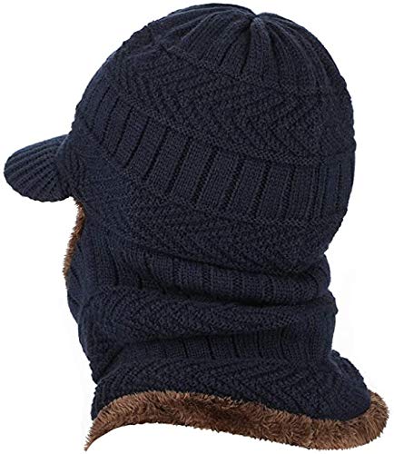 Krystle Unisex Acrylic, Knit, Fleece Cap (Pack of1 Beanie Hat, 1 Infinity Scarf) (Kry/Boy/Attch/Mon/Neck/wmer/Visr/Nblu_Navy Blue _Free Size) - Image 2