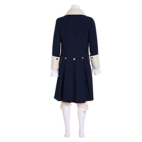 Fortunehouse Men's Colonial Hamilton Colonial Military Costume musical Hamilton Alexander Hamilton BLUE jacket (XXL, BLUE AND BIEGE) - Image 2