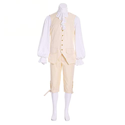 Fortunehouse Men's Colonial Hamilton Colonial Military Costume musical Hamilton Alexander Hamilton BLUE jacket (XXL, BLUE AND BIEGE) - Image 3