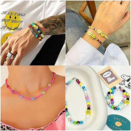 Street27® 60pcs Yellow Round Handmade Happy Face Emoji Polymer Clay Vinyl Spacer Beads 10mm with Smiley Face for Jewelry Making, Beaded Bracelets, Choker, Necklace, Earrings, Craft, Hair Accessories - Image 5
