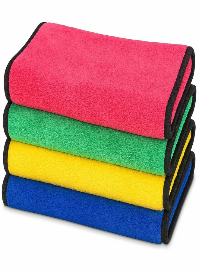 SALVE SweatGo Microfiber Gym Towels 500 GSM - 40x40cm - Ultra Absorbent Sweat Towels for Workout, Sports, Yoga, Travel - Quick Dry, Soft - Set of 4 (Blue, Pink, Green, Yellow) - Image 1