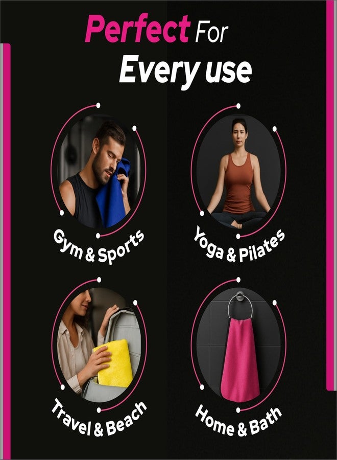 SALVE SweatGo Microfiber Gym Towels 500 GSM - 40x40cm - Ultra Absorbent Sweat Towels for Workout, Sports, Yoga, Travel - Quick Dry, Soft - Set of 4 (Blue, Pink, Green, Yellow) - Image 4