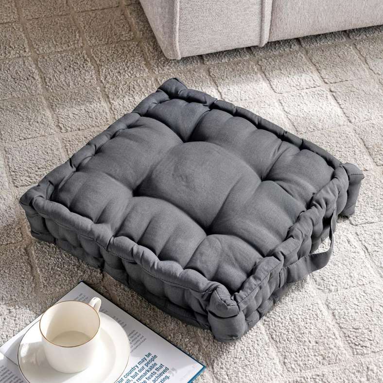 Pan Home Grey Floor Cushion 40x40x8cm