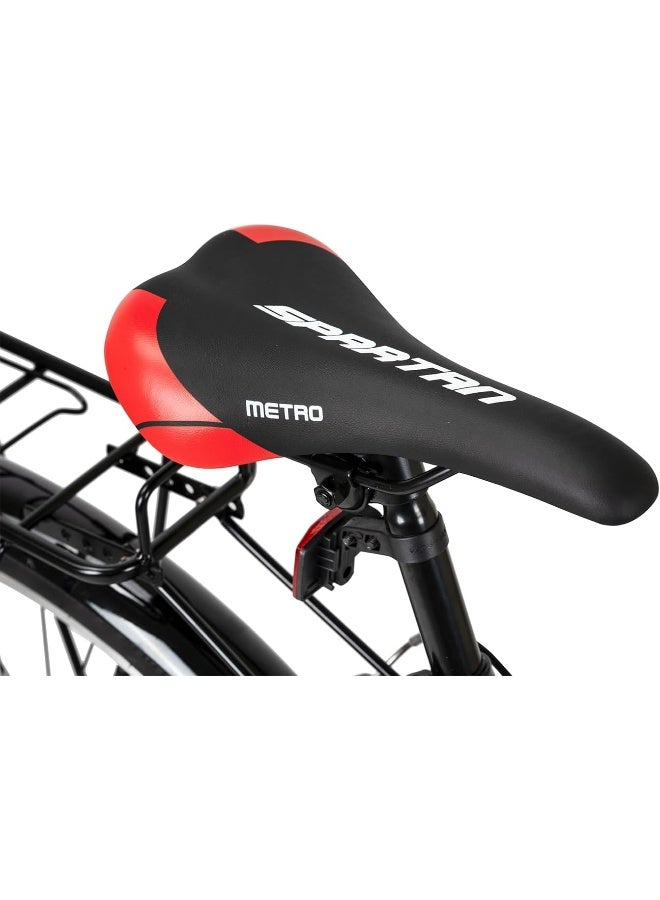 Spartan Metro Commuter Bicycle – 26-Inch Wheel Size, Single Speed, Lightweight Frame – Black/Red - Image 3