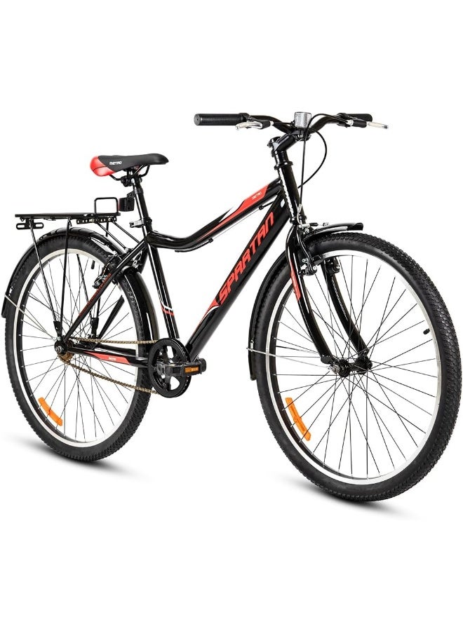 Spartan Metro Commuter Bicycle – 26-Inch Wheel Size, Single Speed, Lightweight Frame – Black/Red - Image 1