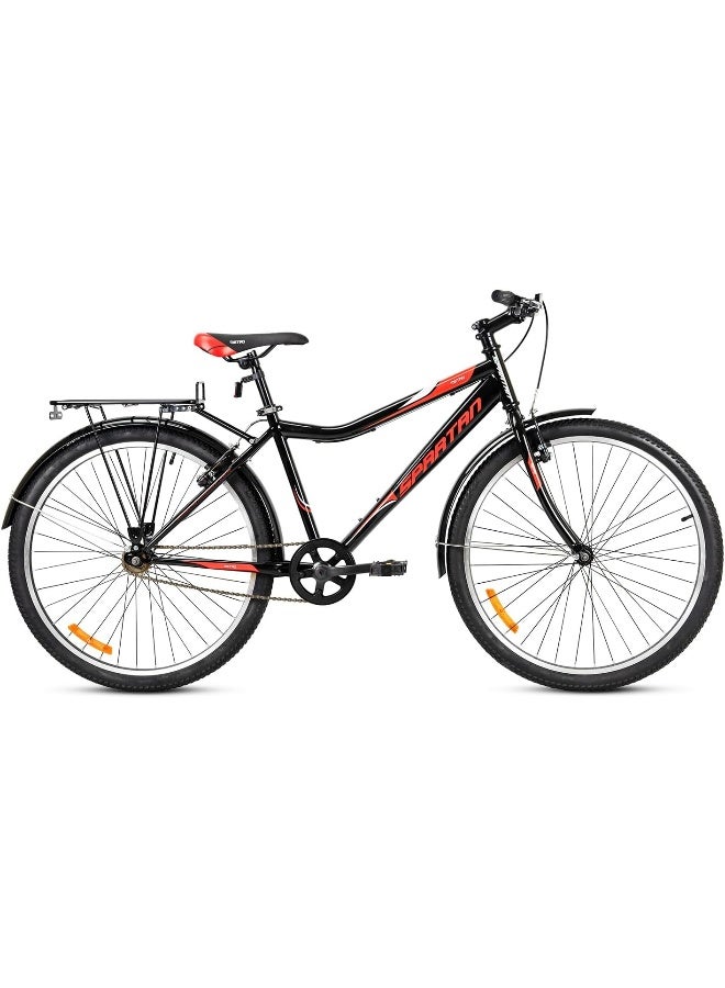 Spartan Metro Commuter Bicycle – 26-Inch Wheel Size, Single Speed, Lightweight Frame – Black/Red - Image 2