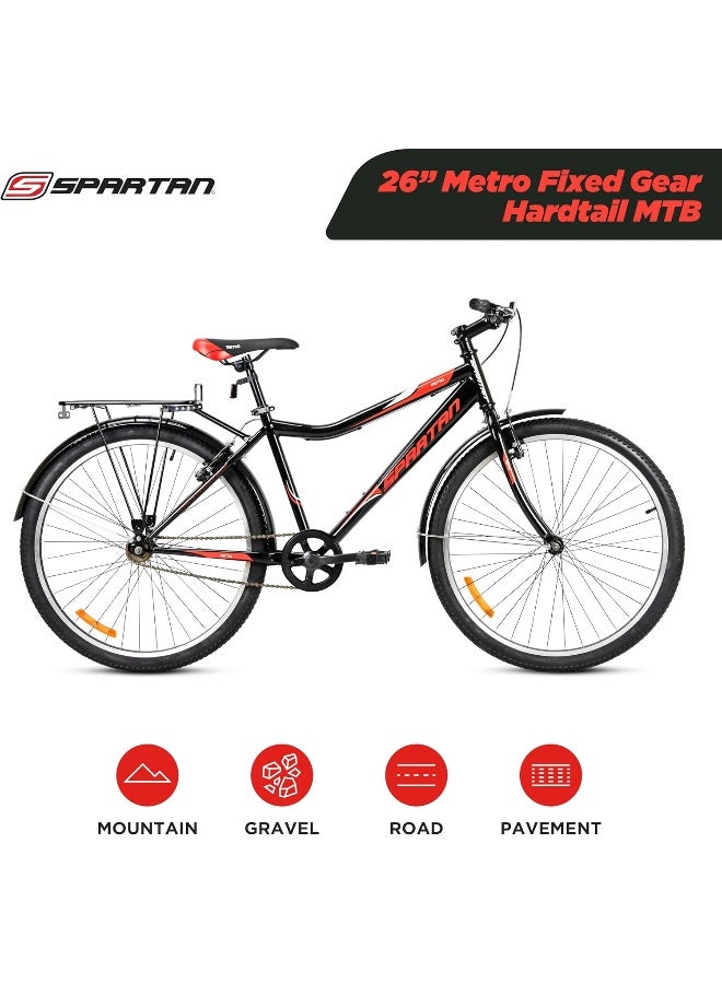 Spartan Metro Commuter Bicycle – 26-Inch Wheel Size, Single Speed, Lightweight Frame – Black/Red - Image 4