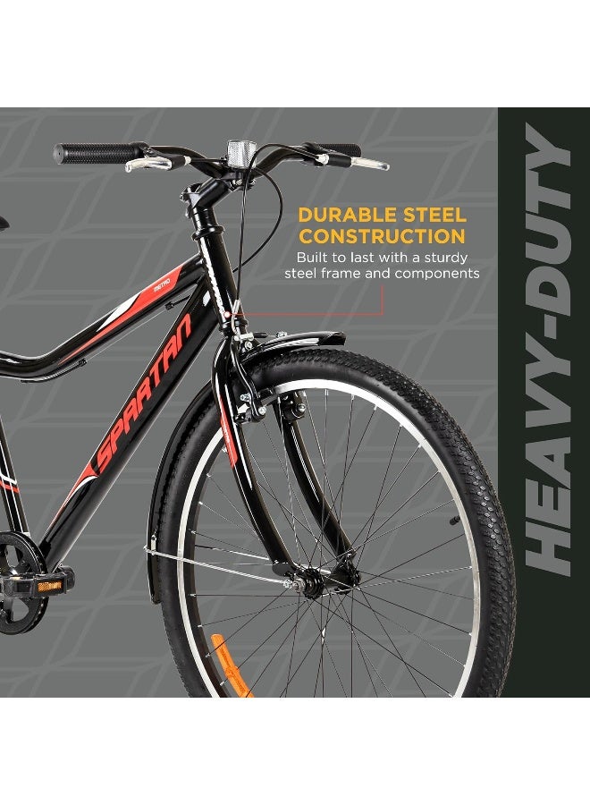 Spartan Metro Commuter Bicycle – 26-Inch Wheel Size, Single Speed, Lightweight Frame – Black/Red - Image 5