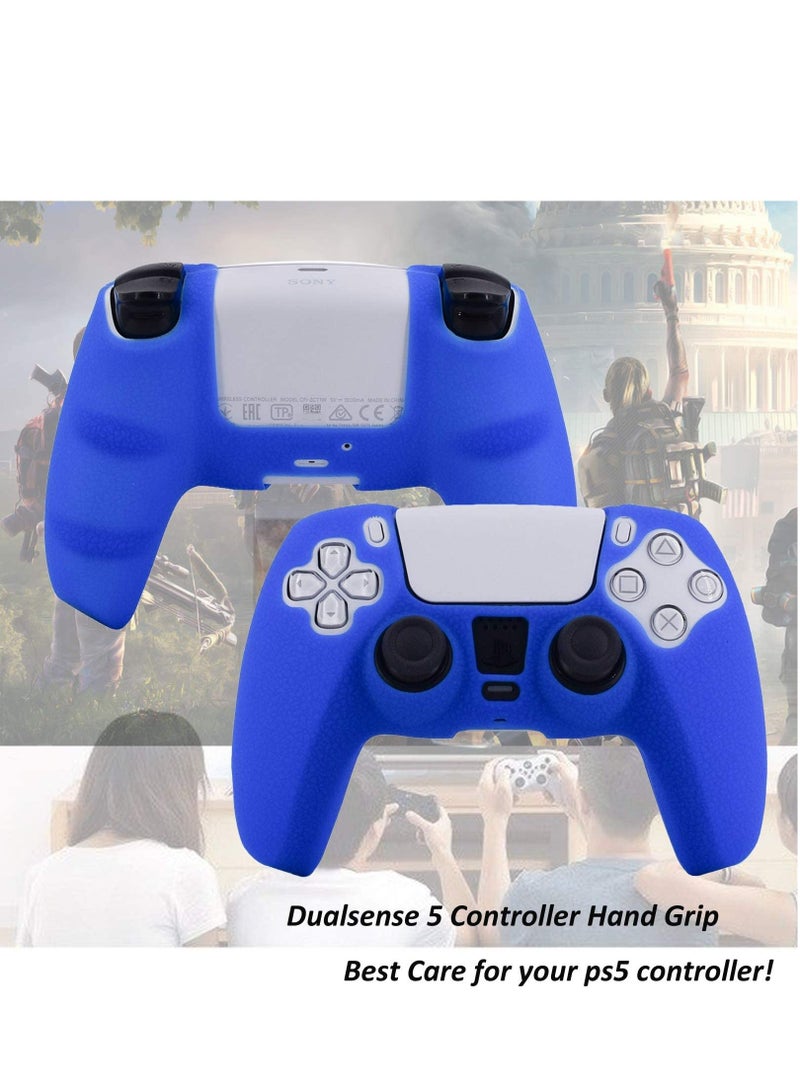غطاء حماية من السيليكون الناعم المصنوع من الجلد وملحقات آلة الألعاب الإلكترونية المتوافقة مع وحدة التحكم اللاسلكية SONY PlayStation 5 PS5 لتحسس مزدوج (أزرق) - Image 3