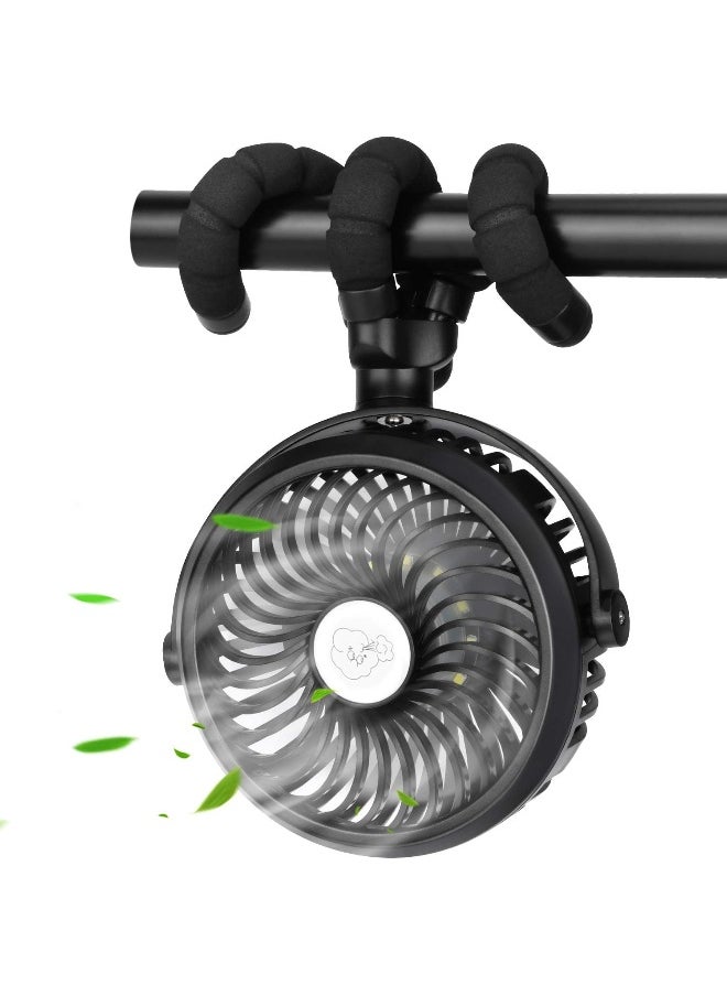 TDONE Stroller Fan Mini Portable Fan USB Personal Fan Long Working Handheld Fan 12pcs LED Camping Fan Battery Operated Fan Clip on Fan for Stroller Travel  - Image 1