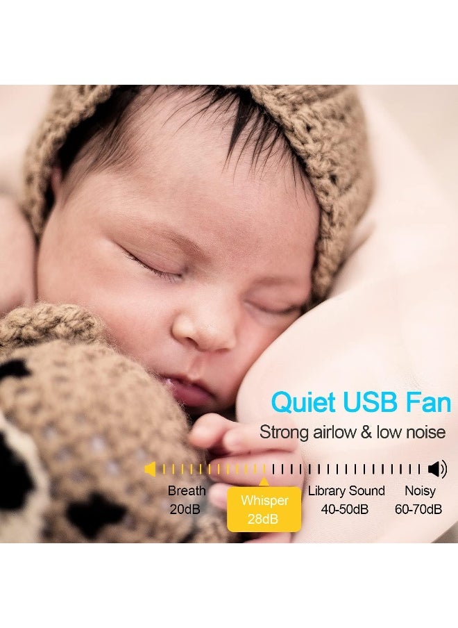 TDONE Stroller Fan Mini Portable Fan USB Personal Fan Long Working Handheld Fan 12pcs LED Camping Fan Battery Operated Fan Clip on Fan for Stroller Travel  - Image 3