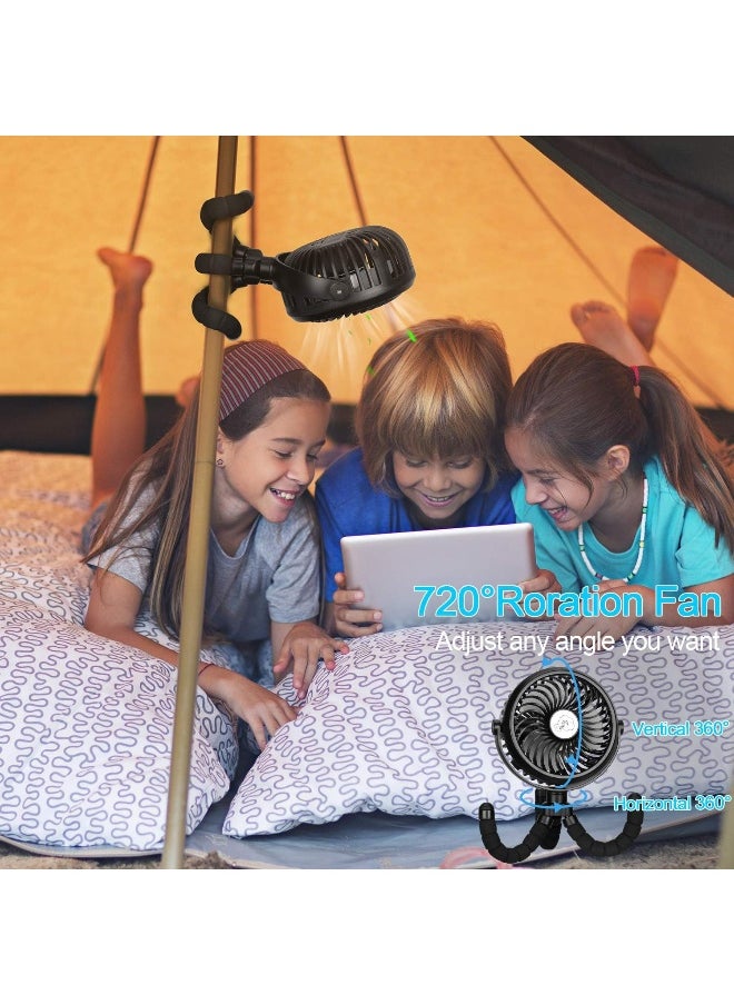 TDONE Stroller Fan Mini Portable Fan USB Personal Fan Long Working Handheld Fan 12pcs LED Camping Fan Battery Operated Fan Clip on Fan for Stroller Travel  - Image 4