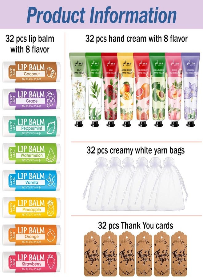 أزين مجموعة هدايا بالجملة من AZEN مكونة من 32 قطعة، تتضمن كريم لليدين ومرطب شفاه، مع حقيبة من الأورجانزا وبطاقة شكر، هدايا لحفلات استقبال المولود الجديد وحفلات الزفاف، هدايا تذكارية لحفلات الزفاف، هدايا شكر للنساء - Image 2