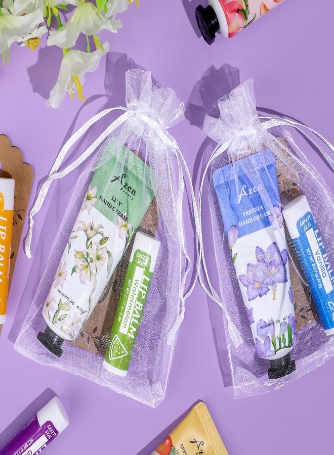 أزين مجموعة هدايا بالجملة من AZEN مكونة من 32 قطعة، تتضمن كريم لليدين ومرطب شفاه، مع حقيبة من الأورجانزا وبطاقة شكر، هدايا لحفلات استقبال المولود الجديد وحفلات الزفاف، هدايا تذكارية لحفلات الزفاف، هدايا شكر للنساء - Image 4
