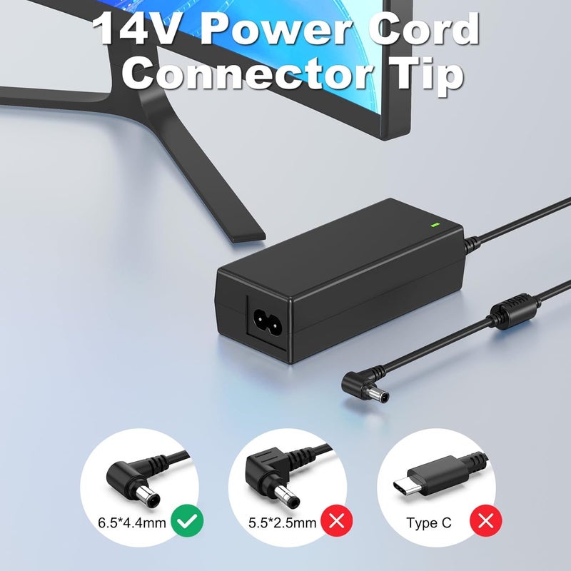 Syfrufo 14V Power Cord Compatible with Samsung Monitor - for Samsung SyncMaster Monitor 15" 17" 18" 19" 20" 22" 23" 24" 27" 32" S22C300H, C24F390FHN, S27D360H, S27B350H, S27E390H, UN22F5000AF Power Supply - Image 4