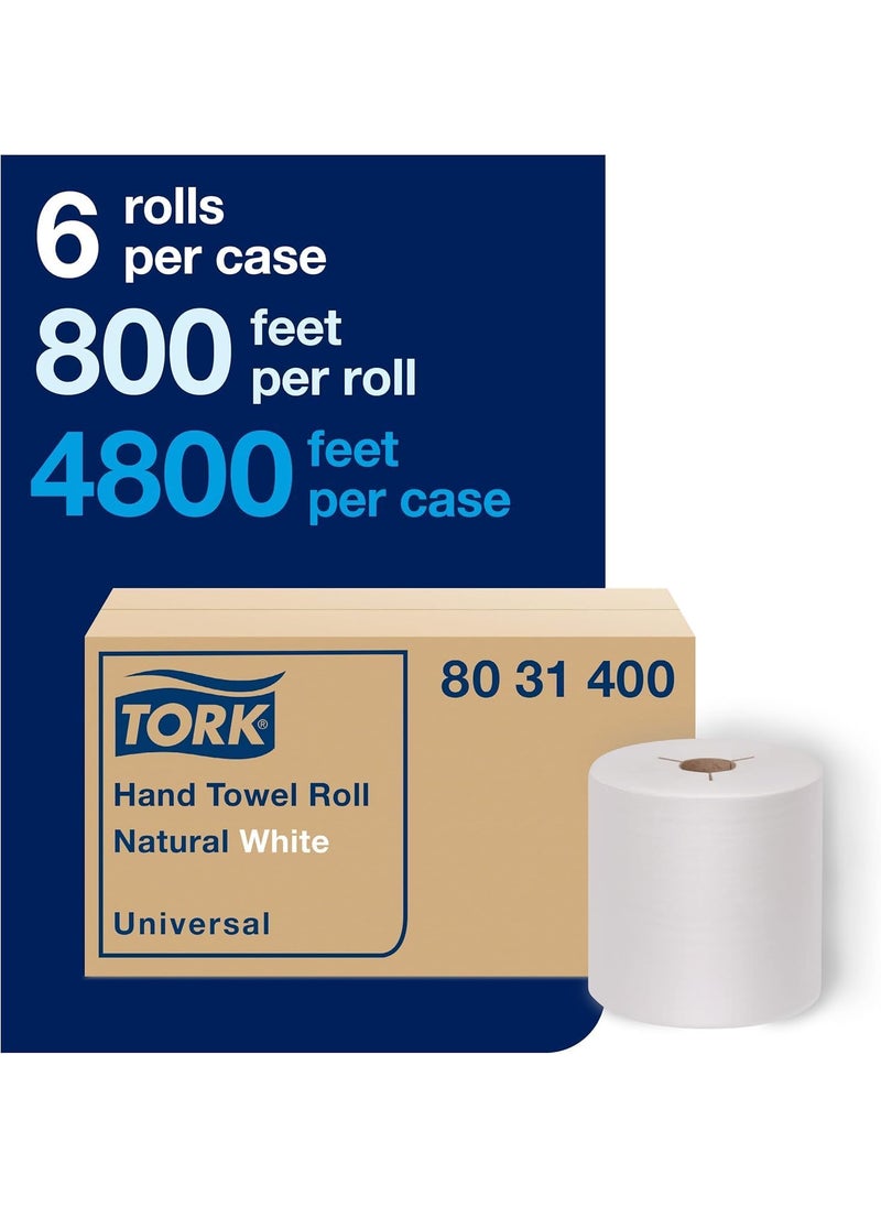 Tork Tork Hand Towel Roll Natural White H80 Universal 100 Recycled Fiber 6 Rolls x 800 ft 8031400 6 Count Pack of 1  - Image 2