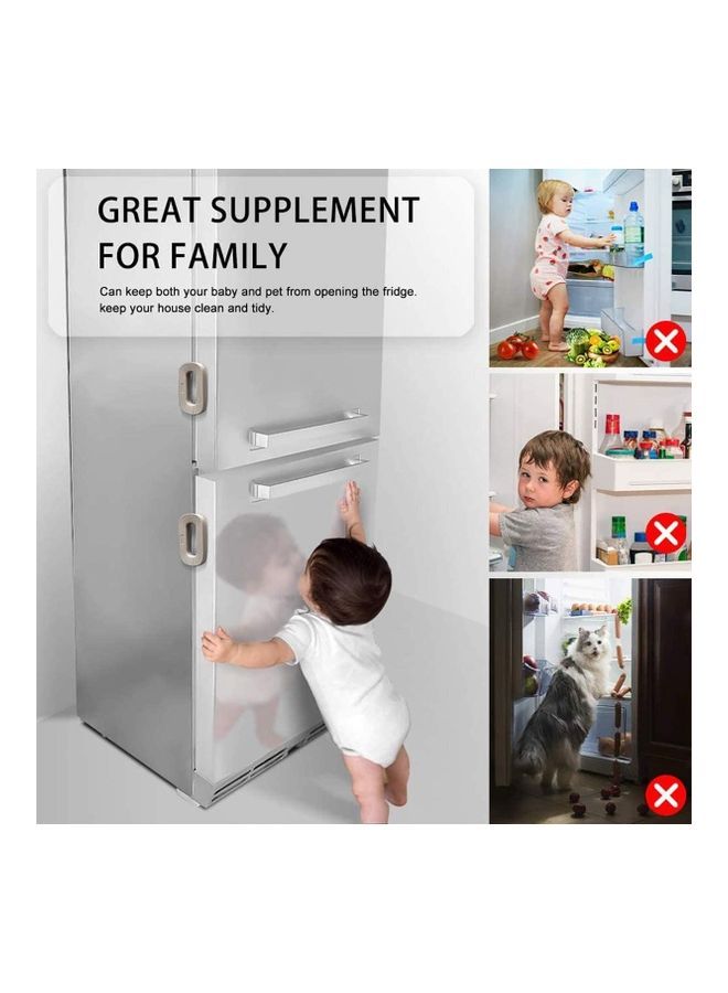 مجموعة أقفال لإغلاق باب الثلاجة والمجمد من قطعتين أبيض - Image 3