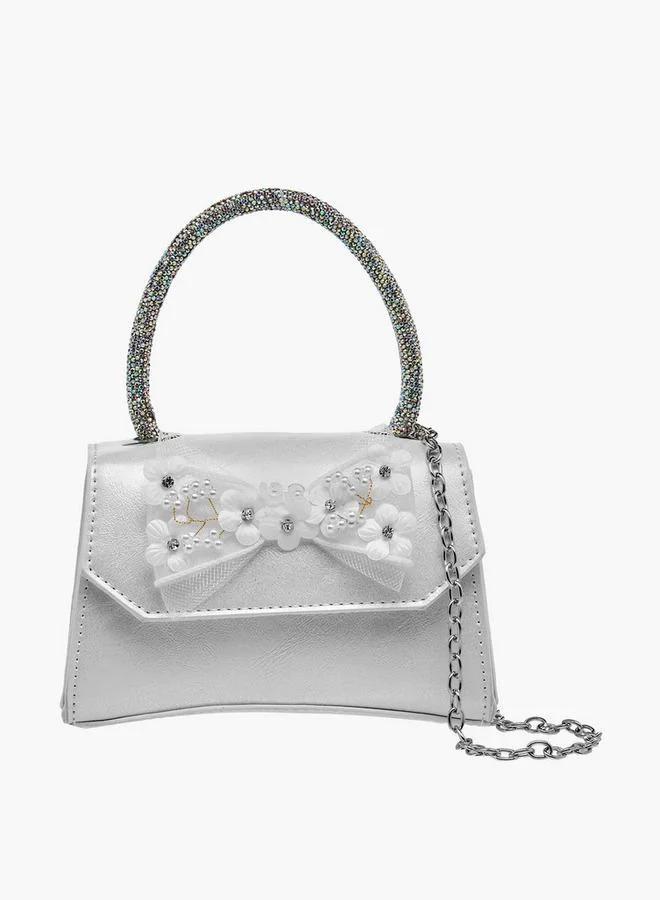 Celeste Bow Applique Crossbody Bag with Embellished Handle Ramadan Collection