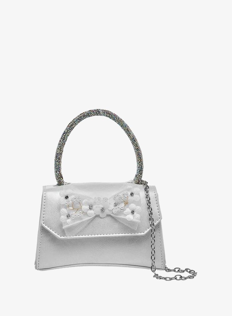 Celeste Bow Applique Crossbody Bag with Embellished Handle - Image 2