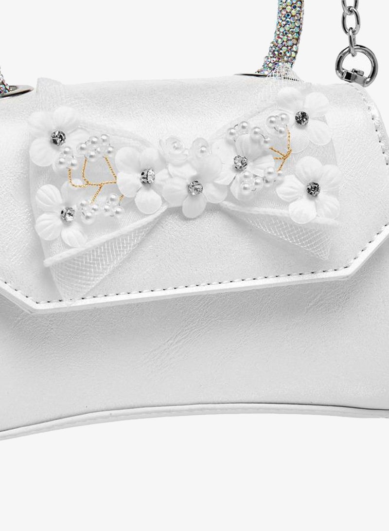 Celeste Bow Applique Crossbody Bag with Embellished Handle - Image 5