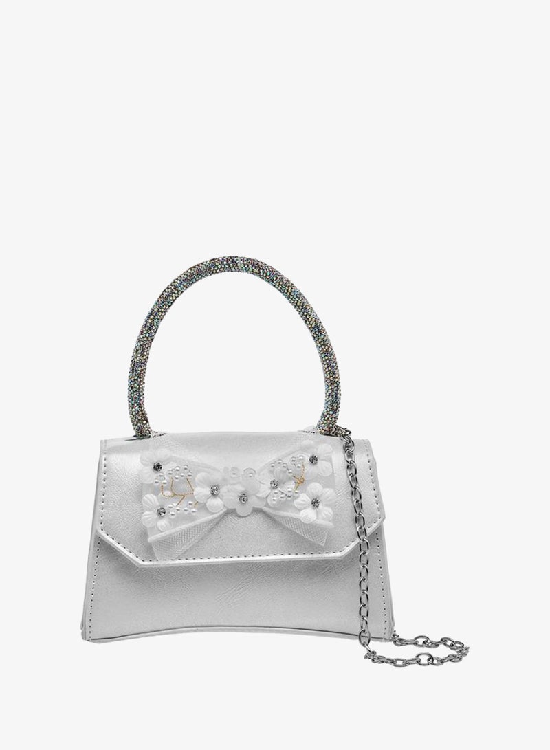 Celeste Bow Applique Crossbody Bag with Embellished Handle - Image 1