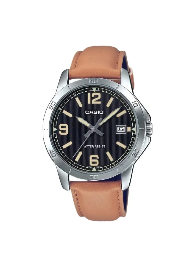 Casio Men's Leather  Analog Watch MTP-V004L-1B2UDF - 47X41  mm
