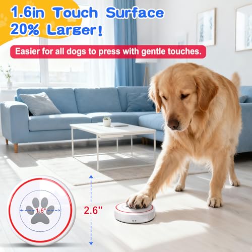 ChunHee Dog Door Bell for Potty Training – Wireless Doggie Doorbell to Go Outside, 1.6in Touch Surface, Easy for Puppy & Adult Dogs, IP55 Waterproof, 500FT Range, 55 Ringtones, Adjustable Volume - Image 4