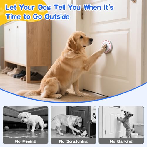 ChunHee Dog Door Bell for Potty Training – Wireless Doggie Doorbell to Go Outside, 1.6in Touch Surface, Easy for Puppy & Adult Dogs, IP55 Waterproof, 500FT Range, 55 Ringtones, Adjustable Volume - Image 2