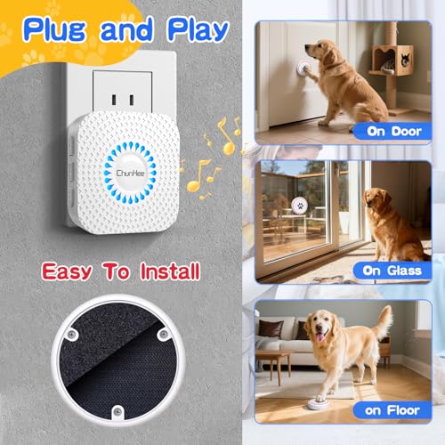 ChunHee Dog Door Bell for Potty Training – Wireless Doggie Doorbell to Go Outside, 1.6in Touch Surface, Easy for Puppy & Adult Dogs, IP55 Waterproof, 500FT Range, 55 Ringtones, Adjustable Volume - Image 5