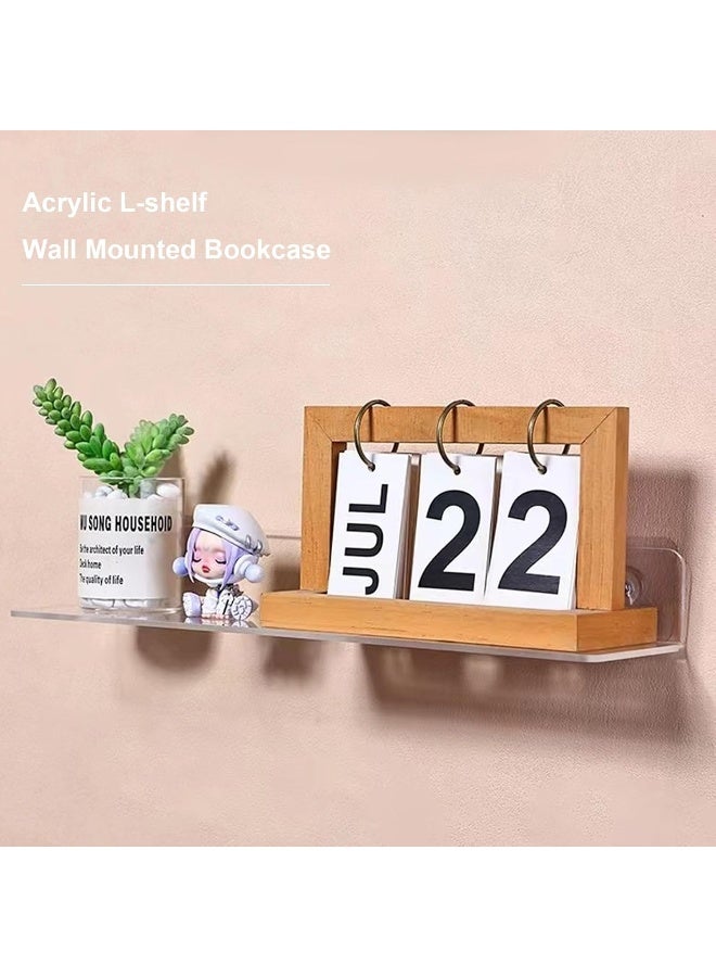 TPGP طقم TPGP من 4 رفوف عائمة، رفوف حائط، رف حائط أكريليك، شفاف، رف حائط، بدون حفر مع 8 براغي، لغرفة النوم، غرفة المعيشة، الحمام، المطبخ، المكتب - Image 5