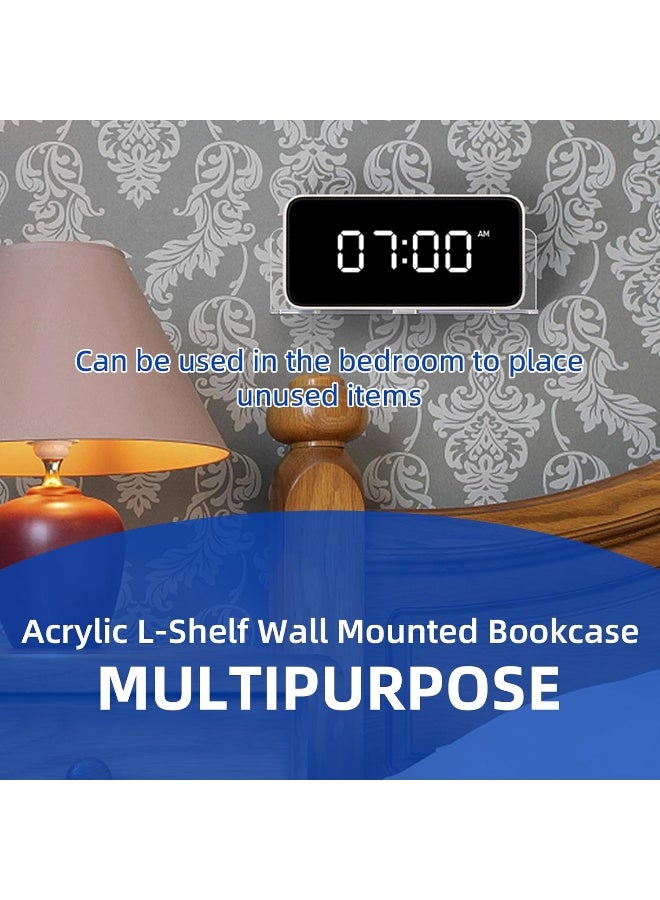 TPGP طقم TPGP من 4 رفوف عائمة، رفوف حائط، رف حائط أكريليك، شفاف، رف حائط، بدون حفر مع 8 براغي، لغرفة النوم، غرفة المعيشة، الحمام، المطبخ، المكتب - Image 3