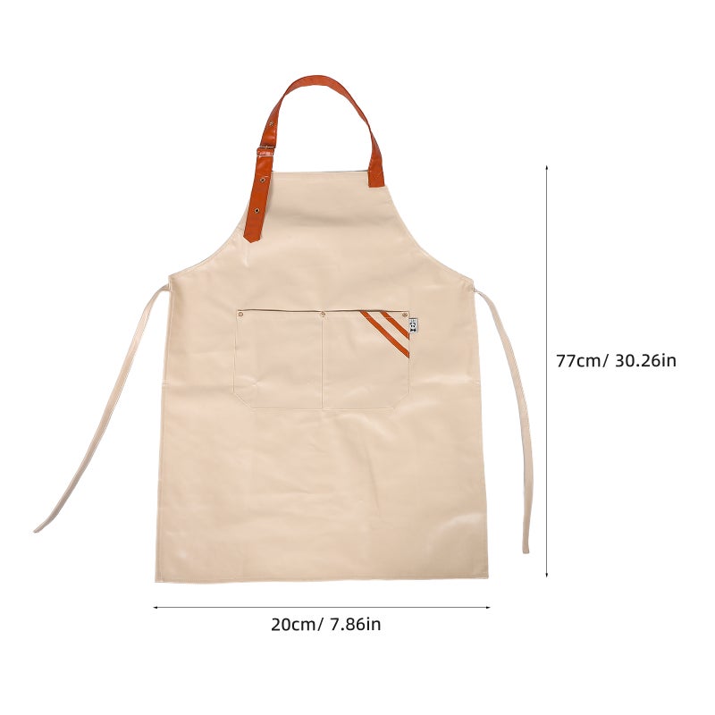 Oilproof Apron Women: Pu Leather Kitchen Apron With Pockets - Cooking Supply For Home Restaurant & Dishwashing - Image 4