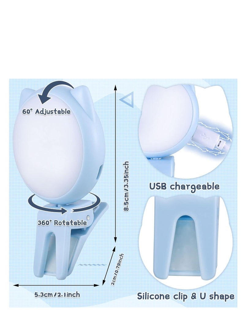 Excefore Selfie Ring Light Selfie Clip on Ring Light Mini Rechargeable 9 Level Adjustable Brightness Ring Light Portable Clip on Selfie Fill Light for Phone Laptop Video Photography Girl Makes up (Pink, Blue) - Image 3