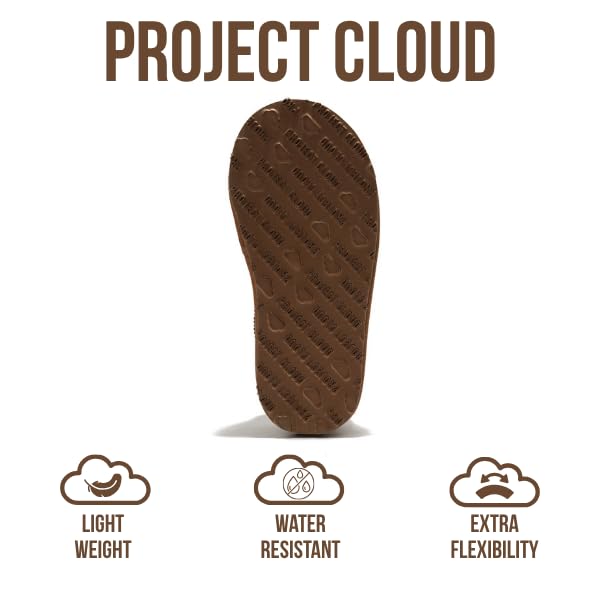 Project Cloud Genuine Leather & Australian Shearling Slippers for Kids - Memory Foam Fuzzy & Non-Slip Fluffy Slippers Girls Footwear & Boys Footwear, Kids Unisex Shoe (DreamWarm, CHSTNUT, 1) - Image 4