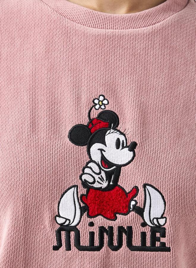 SP Characters Oversized Sweatshirt with Minnie Mouse Embroidery Polyester Blend - Image 3
