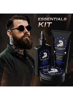 bossman Essentials Beard Kit For Men Beard Oil Jelly Fortifying Conditioner Cream Beard Balm Grooming Growth Care Accessories (Royal Oud)  - Image 4