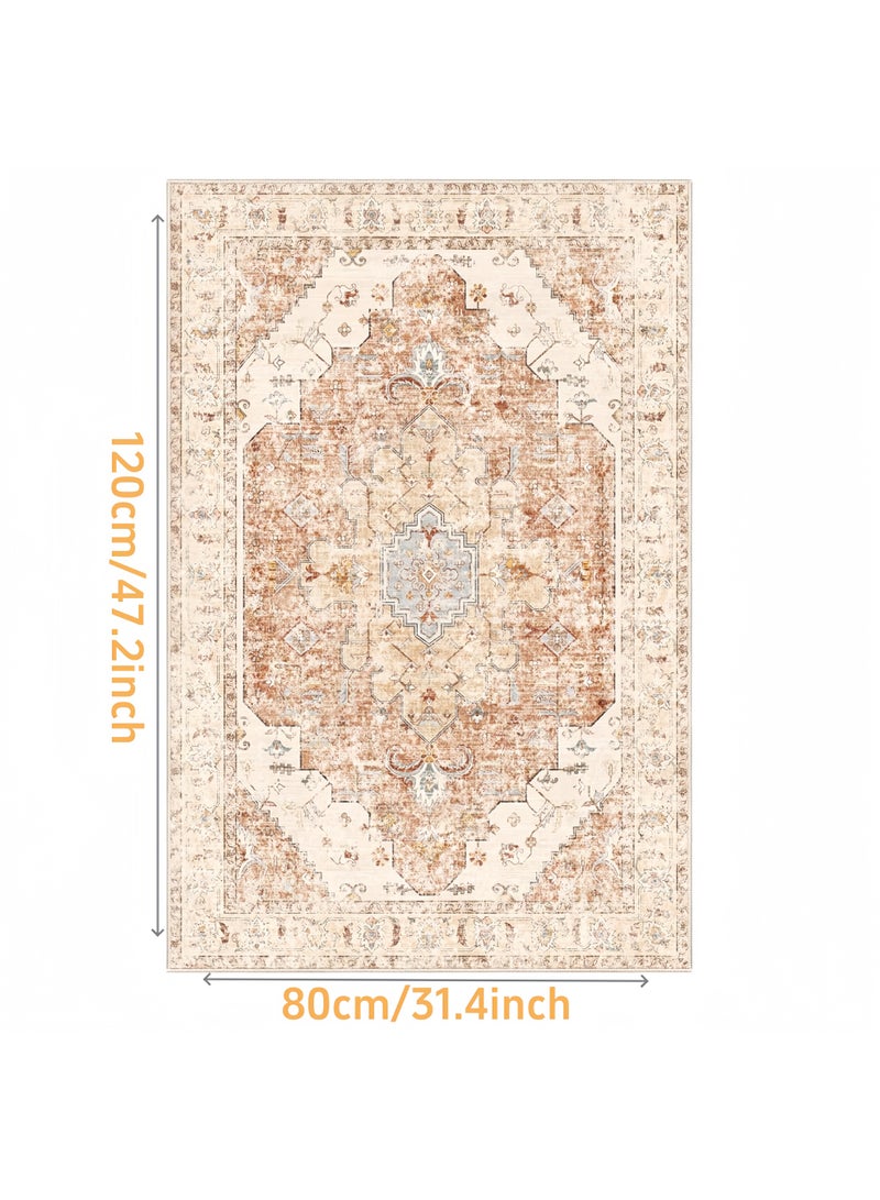 Retro Persian style living room coffee table bedroom carpet - anti slip, stain resistant, easy to clean, washable, soft and comfortable area carpet - Image 1