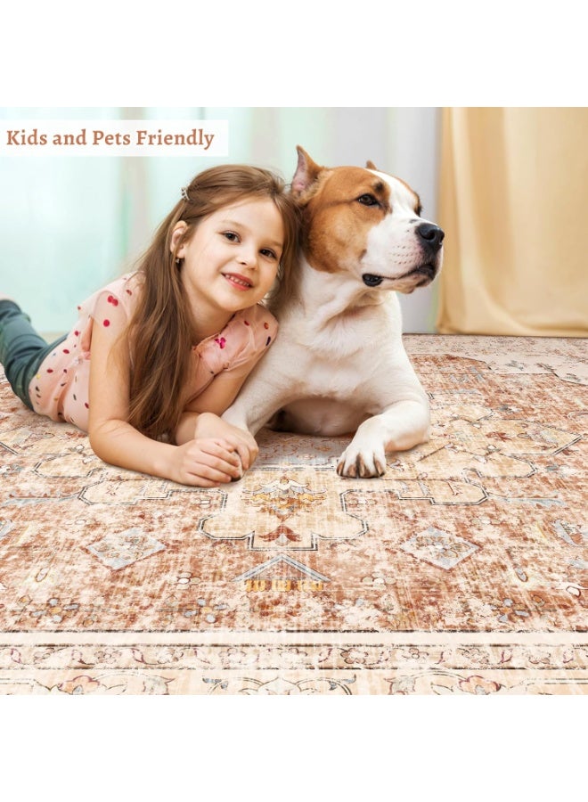 Retro Persian style living room coffee table bedroom carpet - anti slip, stain resistant, easy to clean, washable, soft and comfortable area carpet - Image 4