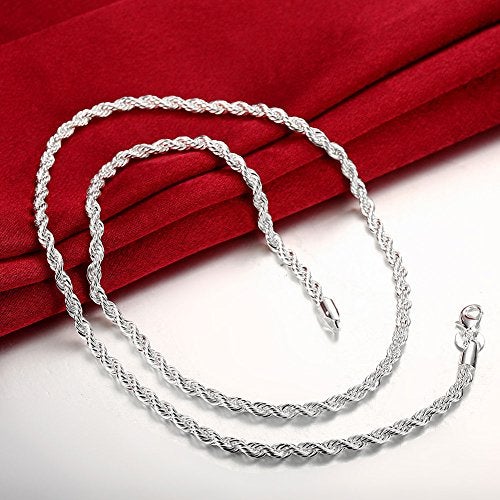 Goldenchen Fashion 925 Jewelry Classic 4mm Distort Rope Beautiful Sterling Silver Plated Necklace Chain for Women Men (18 Inch) - Image 5