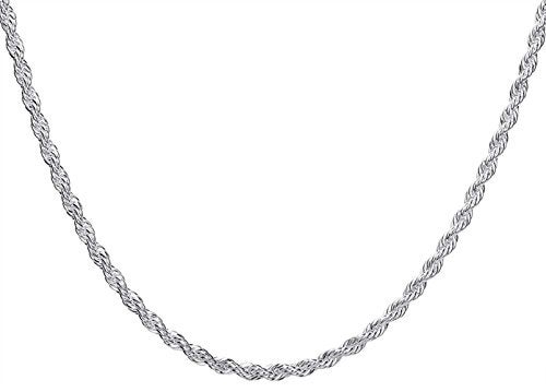 Goldenchen Fashion 925 Jewelry Classic 4mm Distort Rope Beautiful Sterling Silver Plated Necklace Chain for Women Men (18 Inch) - Image 1