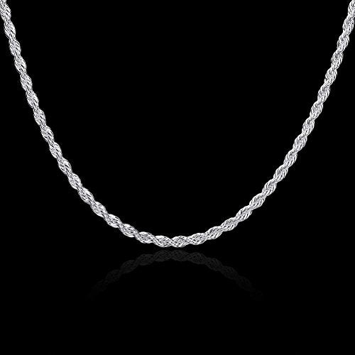 Goldenchen Fashion 925 Jewelry Classic 4mm Distort Rope Beautiful Sterling Silver Plated Necklace Chain for Women Men (18 Inch) - Image 2