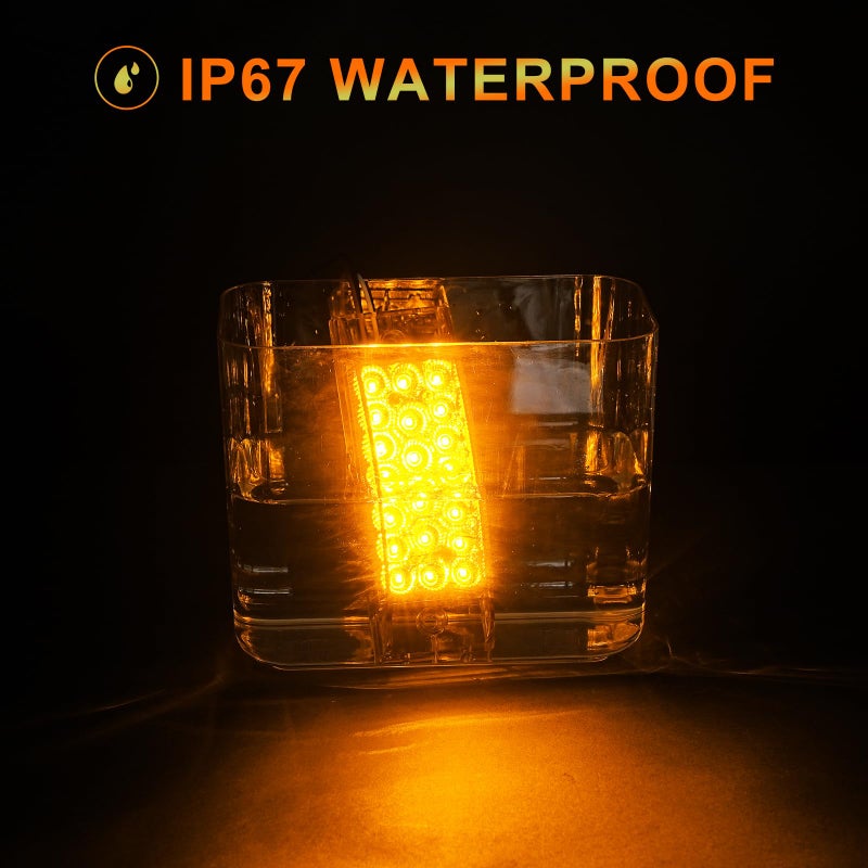 PVerandio أضواء جانبية برتقالية PVerandio 2 قطعة 6 بوصة مع 21 LED للإشارة في المقطورة 6"x2" أضواء تخليص مستطيلة للمقطورة والشاحنة وRV وكامبر مقاومة للماء، 12 فولت - Image 5